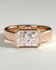 Frankie - Statement Radiant East West Bezel Solitaire with Flat Cigar Band Engagement Ring - 18k Rose Gold