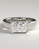 Frankie - Statement Radiant East West Bezel Solitaire with Flat Cigar Band Engagement Ring - 18k White Gold