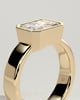 Frankie - Statement Radiant East West Bezel Solitaire with Flat Cigar Band Engagement Ring - 18k Yellow Gold / 18k White Gold