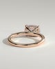 Frida - Elongated Cushion East West Claw Solitaire with Hidden Halo Engagement Ring - 18k Rose Gold High Setting