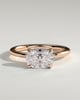 Frida - Elongated Cushion East West Claw Solitaire with Hidden Halo Engagement Ring - 18k Rose Gold High Setting