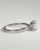Frida - Elongated Cushion East West Claw Solitaire with Hidden Halo Engagement Ring - 18k White Gold High Setting