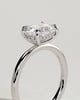 Frida - Elongated Cushion East West Claw Solitaire with Hidden Halo Engagement Ring - 18k White Gold High Setting