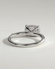 Frida - Elongated Cushion East West Claw Solitaire with Hidden Halo Engagement Ring - 18k White Gold High Setting