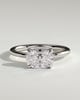 Frida - Elongated Cushion East West Claw Solitaire with Hidden Halo Engagement Ring - 18k White Gold High Setting