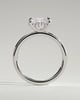 Frida - Elongated Cushion East West Claw Solitaire with Hidden Halo Engagement Ring - 18k White Gold High Setting