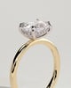 Frida - Elongated Cushion East West Claw Solitaire with Hidden Halo Engagement Ring - 18k Yellow Gold / 18k White Gold High Setting