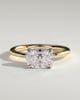 Frida - Elongated Cushion East West Claw Solitaire with Hidden Halo Engagement Ring - 18k Yellow Gold / 18k White Gold High Setting