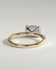 Frida - Elongated Cushion East West Claw Solitaire with Hidden Halo Engagement Ring - 18k Yellow Gold / 18k White Gold High Setting