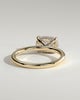 Frida - Elongated Cushion East West Claw Solitaire with Hidden Halo Engagement Ring - 18k Yellow Gold High Setting