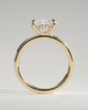 Frida - Elongated Cushion East West Claw Solitaire with Hidden Halo Engagement Ring - 18k Yellow Gold High Setting
