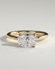 Frida - Elongated Cushion East West Claw Solitaire with Hidden Halo Engagement Ring - 18k Yellow Gold High Setting