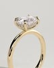 Frida - Elongated Cushion East West Claw Solitaire with Hidden Halo Engagement Ring - 18k Yellow Gold High Setting