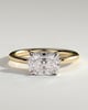 Frida - Elongated Cushion East West Claw Solitaire with Hidden Halo Engagement Ring - 18k Yellow Gold / 18k White Gold Low Setting