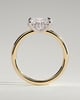 Frida - Elongated Cushion East West Claw Solitaire with Hidden Halo Engagement Ring - 18k Yellow Gold / 18k White Gold Low Setting