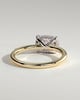 Frida - Elongated Cushion East West Claw Solitaire with Hidden Halo Engagement Ring - 18k Yellow Gold / 18k White Gold Low Setting