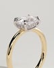 Frida - Elongated Cushion East West Claw Solitaire with Hidden Halo Engagement Ring - 18k Yellow Gold / 18k White Gold Low Setting