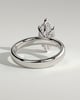 Gigi - Marquise 6 Claw Solitaire with Cigar Band and Hidden Halo Engagement Ring - 18k White Gold High Setting