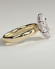 Gigi - Marquise 6 Claw Solitaire with Cigar Band and Hidden Halo Engagement Ring - 18k Yellow Gold / 18k White Gold High Setting