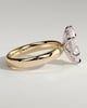 Gigi - Marquise 6 Claw Solitaire with Cigar Band and Hidden Halo Engagement Ring - 18k Yellow Gold / 18k White Gold High Setting