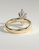 Gigi - Marquise 6 Claw Solitaire with Cigar Band and Hidden Halo Engagement Ring - 18k Yellow Gold / 18k White Gold High Setting