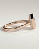 Gloria - Elongated Hexagon Bezel Solitaire with Hidden Halo and Cathedral High Setting Engagement Ring - 18k Rose Gold