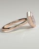 Gloria - Elongated Hexagon Bezel Solitaire with Hidden Halo and Cathedral High Setting Engagement Ring - 18k Rose Gold