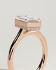 Gloria - Elongated Hexagon Bezel Solitaire with Hidden Halo and Cathedral High Setting Engagement Ring - 18k Rose Gold