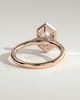 Gloria - Elongated Hexagon Bezel Solitaire with Hidden Halo and Cathedral High Setting Engagement Ring - 18k Rose Gold