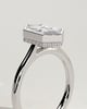 Gloria - Elongated Hexagon Bezel Solitaire with Hidden Halo and Cathedral High Setting Engagement Ring - 18k White Gold