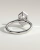 Gloria - Elongated Hexagon Bezel Solitaire with Hidden Halo and Cathedral High Setting Engagement Ring - 18k White Gold