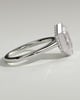 Gloria - Elongated Hexagon Bezel Solitaire with Hidden Halo and Cathedral High Setting Engagement Ring - 18k White Gold