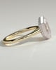 Gloria - Elongated Hexagon Bezel Solitaire with Hidden Halo and Cathedral High Setting Engagement Ring - 18k Yellow Gold / 18k White Gold