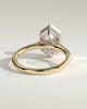 Gloria - Elongated Hexagon Bezel Solitaire with Hidden Halo and Cathedral High Setting Engagement Ring - 18k Yellow Gold / 18k White Gold
