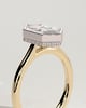 Gloria - Elongated Hexagon Bezel Solitaire with Hidden Halo and Cathedral High Setting Engagement Ring - 18k Yellow Gold / 18k White Gold