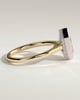 Gloria - Elongated Hexagon Bezel Solitaire with Hidden Halo and Cathedral High Setting Engagement Ring - 18k Yellow Gold / 18k White Gold