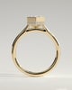 Gloria - Elongated Hexagon Bezel Solitaire with Hidden Halo and Cathedral High Setting Engagement Ring - 18k Yellow Gold