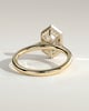 Gloria - Elongated Hexagon Bezel Solitaire with Hidden Halo and Cathedral High Setting Engagement Ring - 18k Yellow Gold