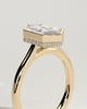 Gloria - Elongated Hexagon Bezel Solitaire with Hidden Halo and Cathedral High Setting Engagement Ring - 18k Yellow Gold