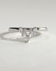 Harper - Pear Round Accent Stone with Curved Band Wedding Ring - 18k White Gold