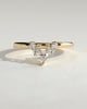 Harper - Pear Round Accent Stone with Curved Band Wedding Ring - 18k Yellow Gold