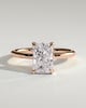 Harriet - Radiant Claw Solitaire with Petal Gallery, Accent Leaf Detail and Cathedral Setting Engagement Ring - 18k Rose Gold