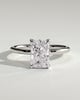 Harriet - Radiant Claw Solitaire with Petal Gallery, Accent Leaf Detail and Cathedral Setting Engagement Ring - 18k White Gold