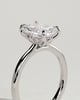 Harriet - Radiant Claw Solitaire with Petal Gallery, Accent Leaf Detail and Cathedral Setting Engagement Ring - 18k White Gold