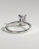 Harriet - Radiant Claw Solitaire with Petal Gallery, Accent Leaf Detail and Cathedral Setting Engagement Ring - 18k White Gold
