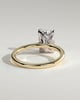 Harriet - Radiant Claw Solitaire with Petal Gallery, Accent Leaf Detail and Cathedral Setting Engagement Ring - 18k Yellow Gold / 18k White Gold