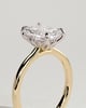 Harriet - Radiant Claw Solitaire with Petal Gallery, Accent Leaf Detail and Cathedral Setting Engagement Ring - 18k Yellow Gold / 18k White Gold