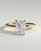 Harriet - Radiant Claw Solitaire with Petal Gallery, Accent Leaf Detail and Cathedral Setting Engagement Ring - 18k Yellow Gold / 18k White Gold