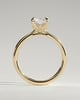 Harriet - Radiant Claw Solitaire with Petal Gallery, Accent Leaf Detail and Cathedral Setting Engagement Ring - 18k Yellow Gold