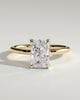 Harriet - Radiant Claw Solitaire with Petal Gallery, Accent Leaf Detail and Cathedral Setting Engagement Ring - 18k Yellow Gold